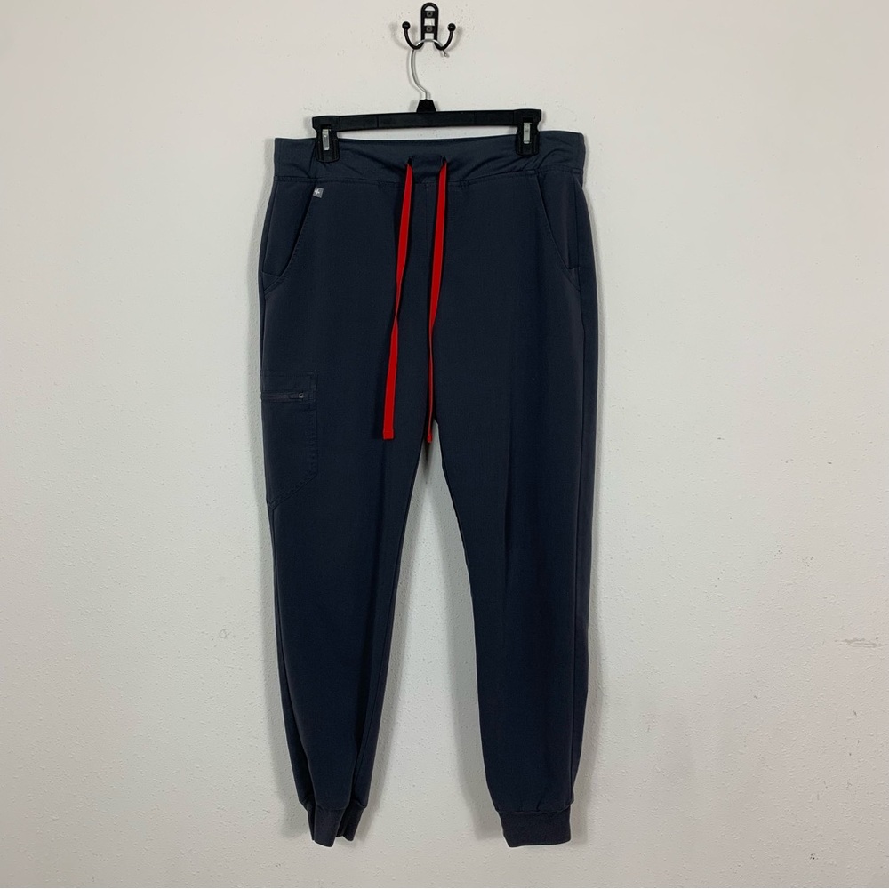 Figs Women's Slate Gray Track Joggers with Red Drawstring - Picture 2 of 10